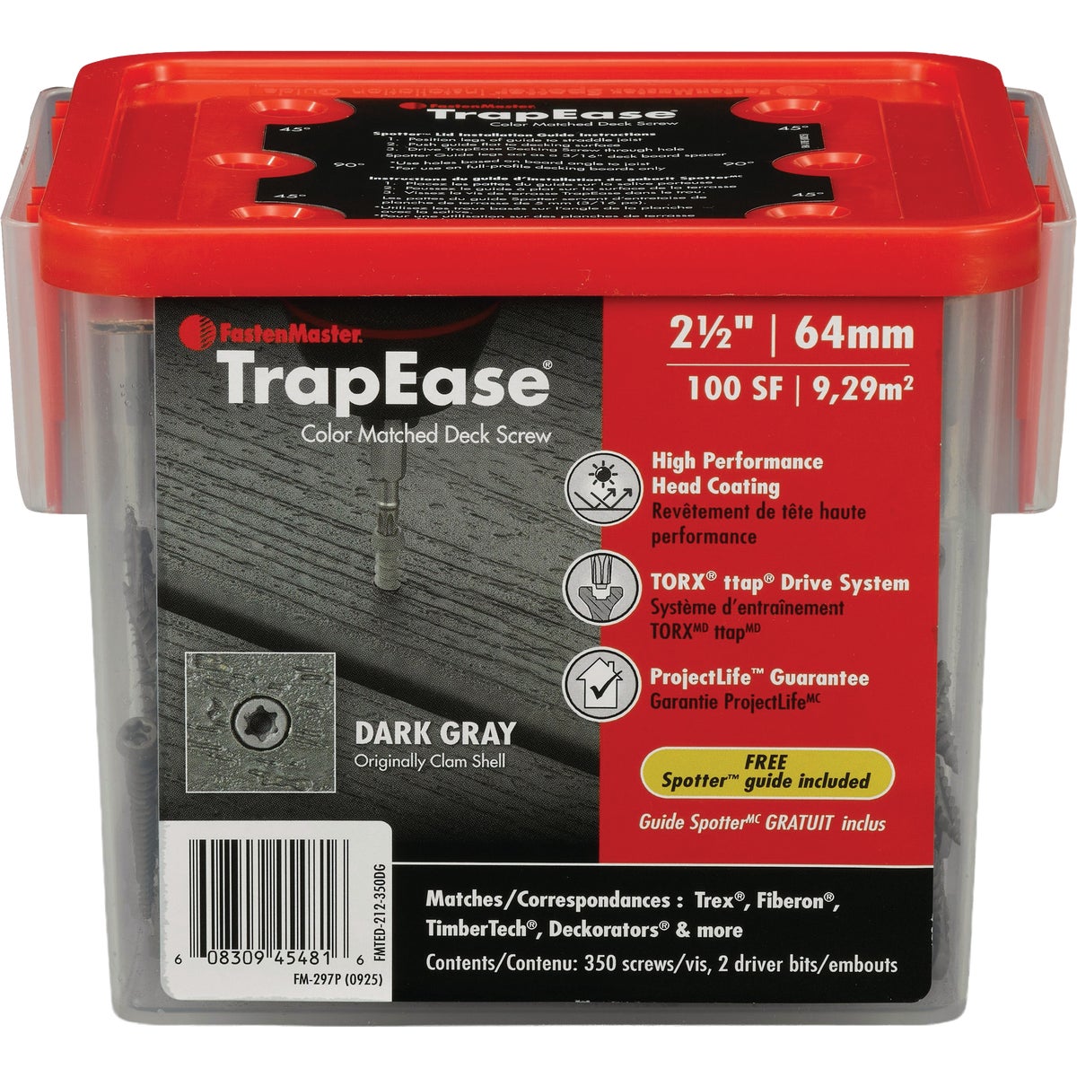 Fastenmaster TrapEase #10 x 2-1/2 In. Dark Gray Ultimate Composite Deck Screw (350-Count) Image 1