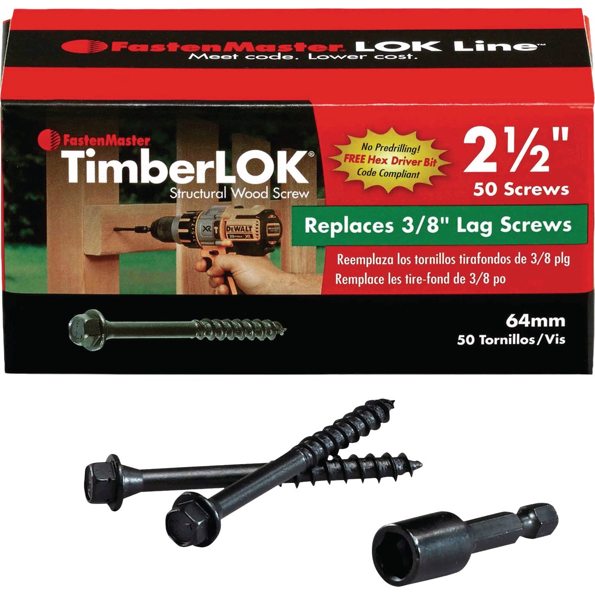 Fastenmaster Timberlok 2-1/2 In. Countersunk Hex Washer Structure Screw (50-Count) Image 1