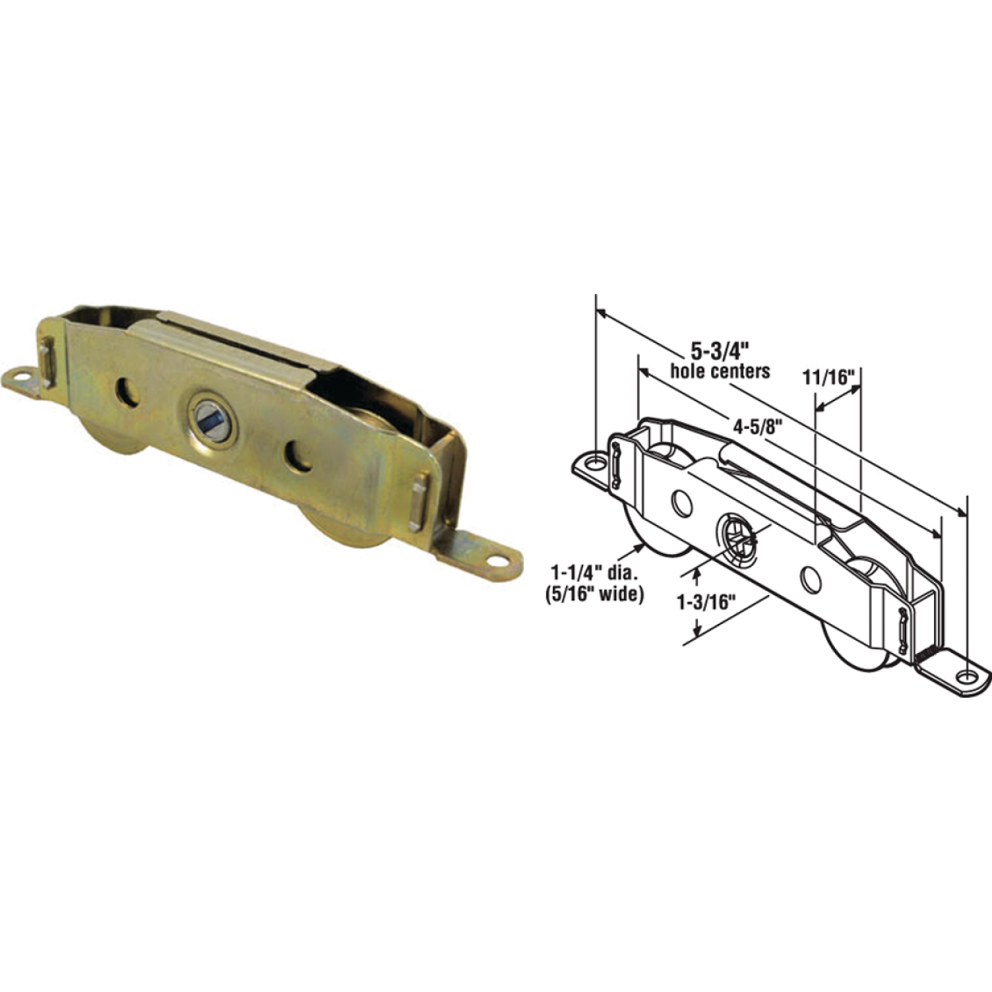 Prime-Line 1-1/4 In. Dia. x 5-5/8 In. L. Tandem Steel Patio Sliding Door Roller with Housing Assembly Image 1