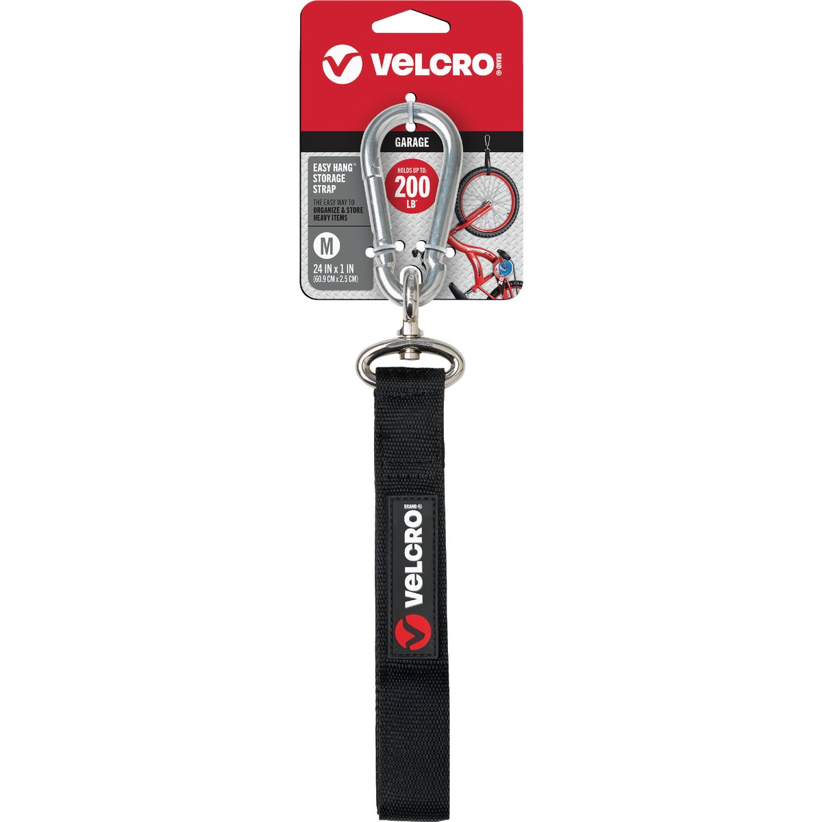Velcro Brand Easy Hang 24 In. x 1 In. Black 200 Lb. Capacity Strap with Carabiner