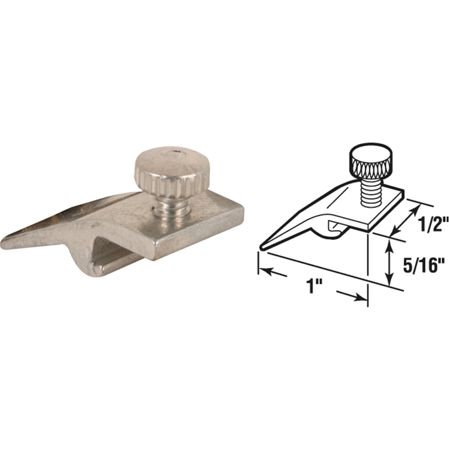 Prime-Line 1/2 In. W. x 5/16 In. H. x 1 In. L. Storm Window Panel Clip (8 Count) Image 1