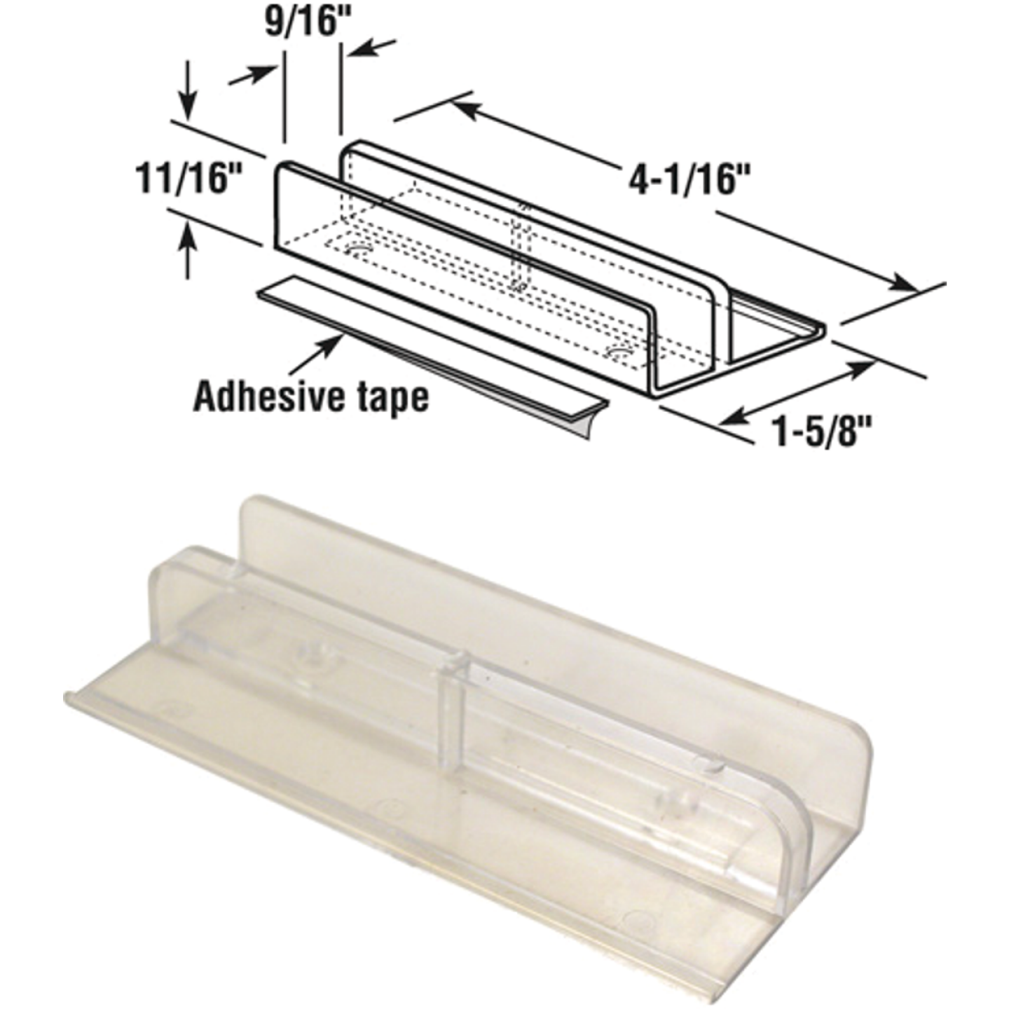 Prime-Line Closet Finger Door Pull Bottom Sliding Shower Door Guide Image 1