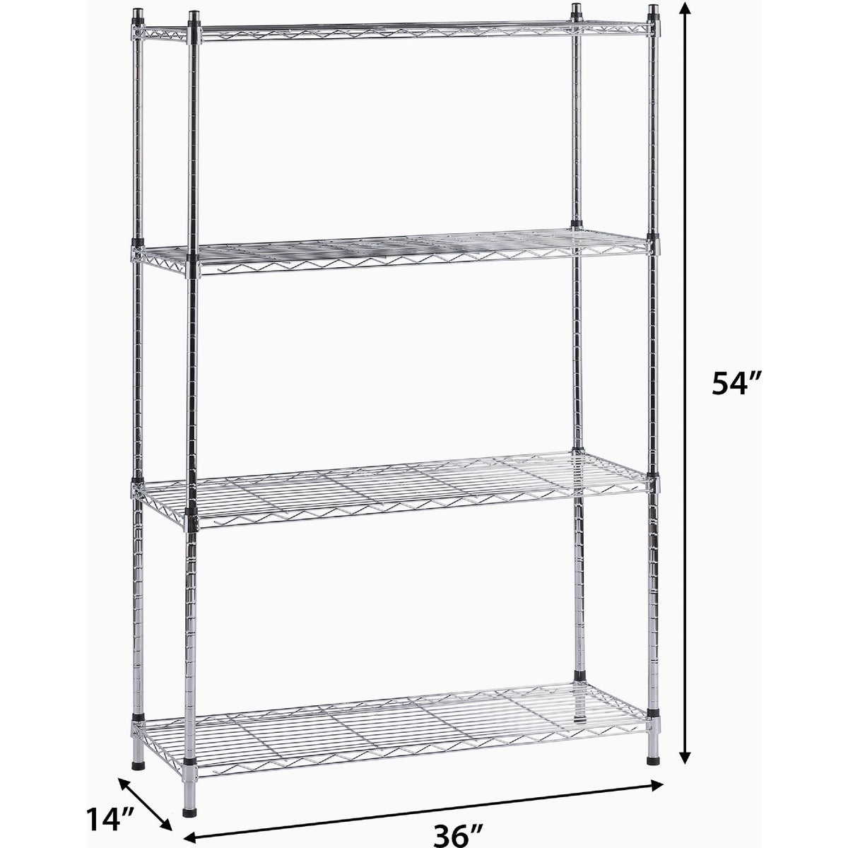 Muscle Rack 36 In. x 14 In. x 54 In. 4-Tier Chrome Wire Shelving Unit Image 3