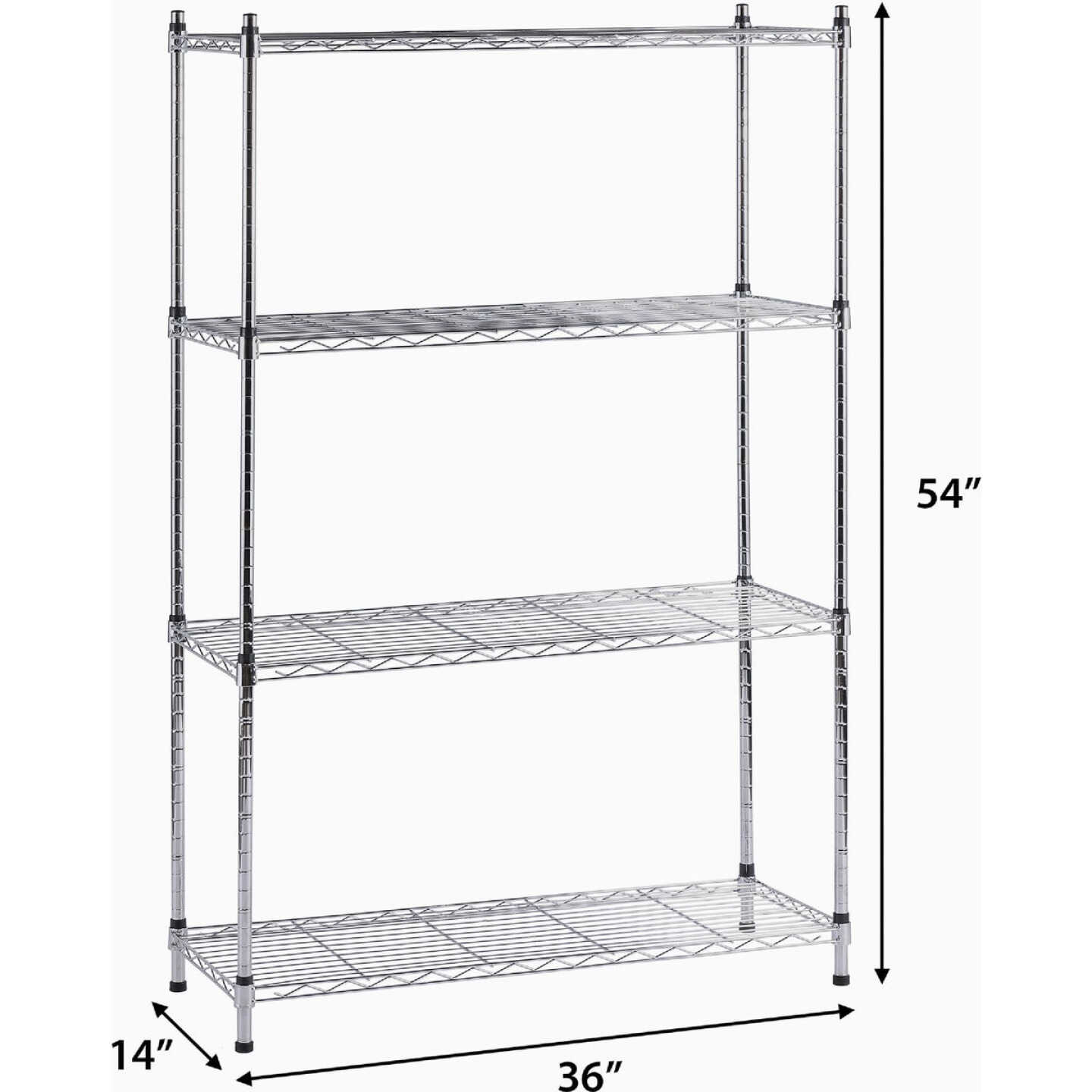 Muscle Rack 36 In. x 14 In. x 54 In. 4-Tier Chrome Wire Shelving Unit Image 3