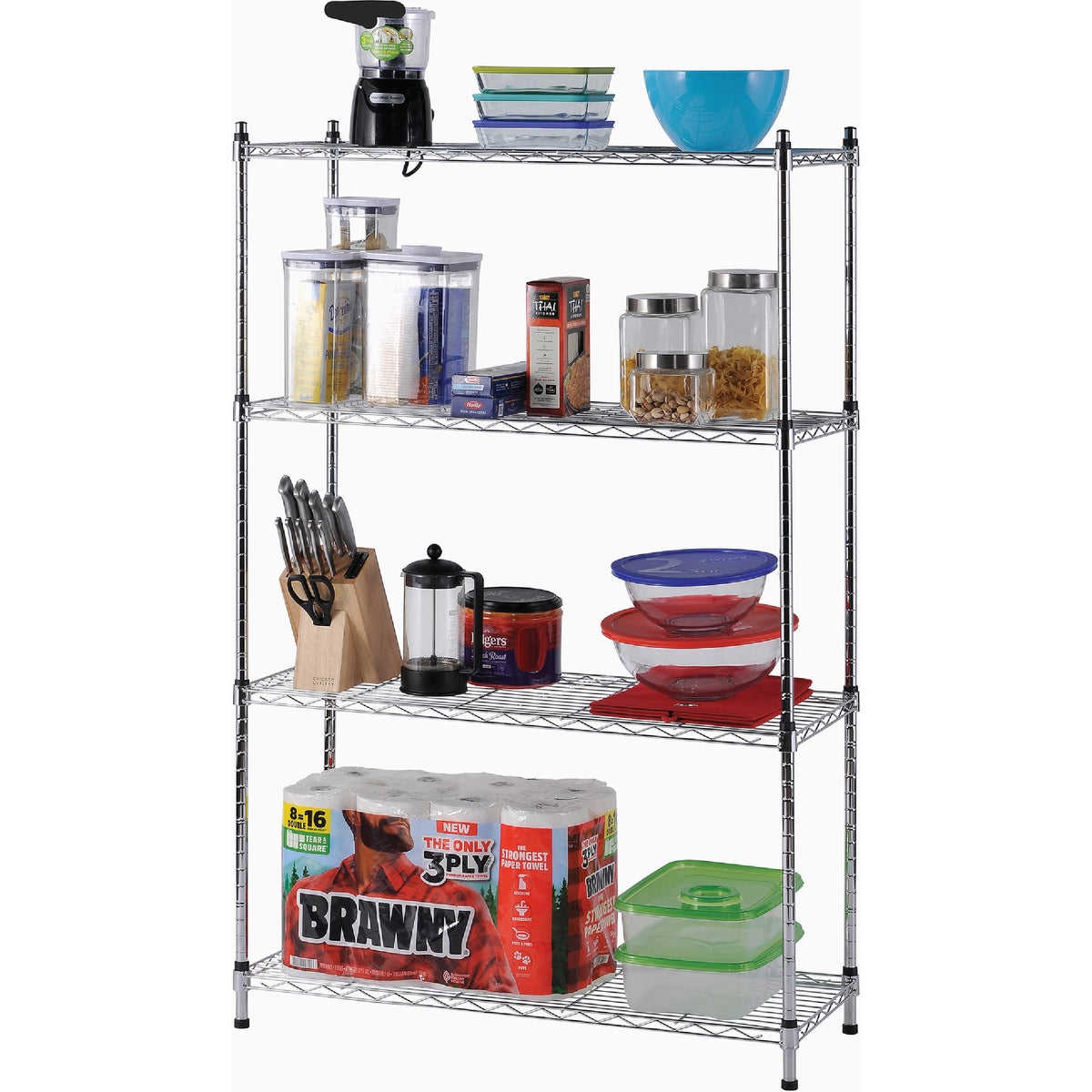 Muscle Rack 36 In. x 14 In. x 54 In. 4-Tier Chrome Wire Shelving Unit Image 2