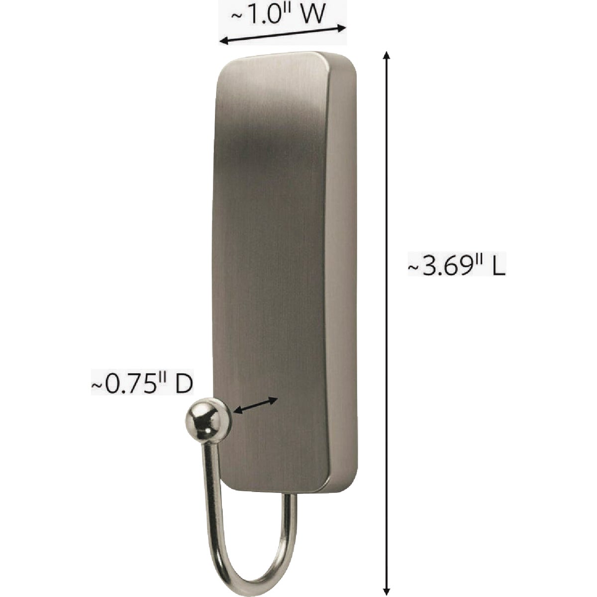 Command Medium Brushed Nickel Hook, 1 Hook, 2 Strips Image 1