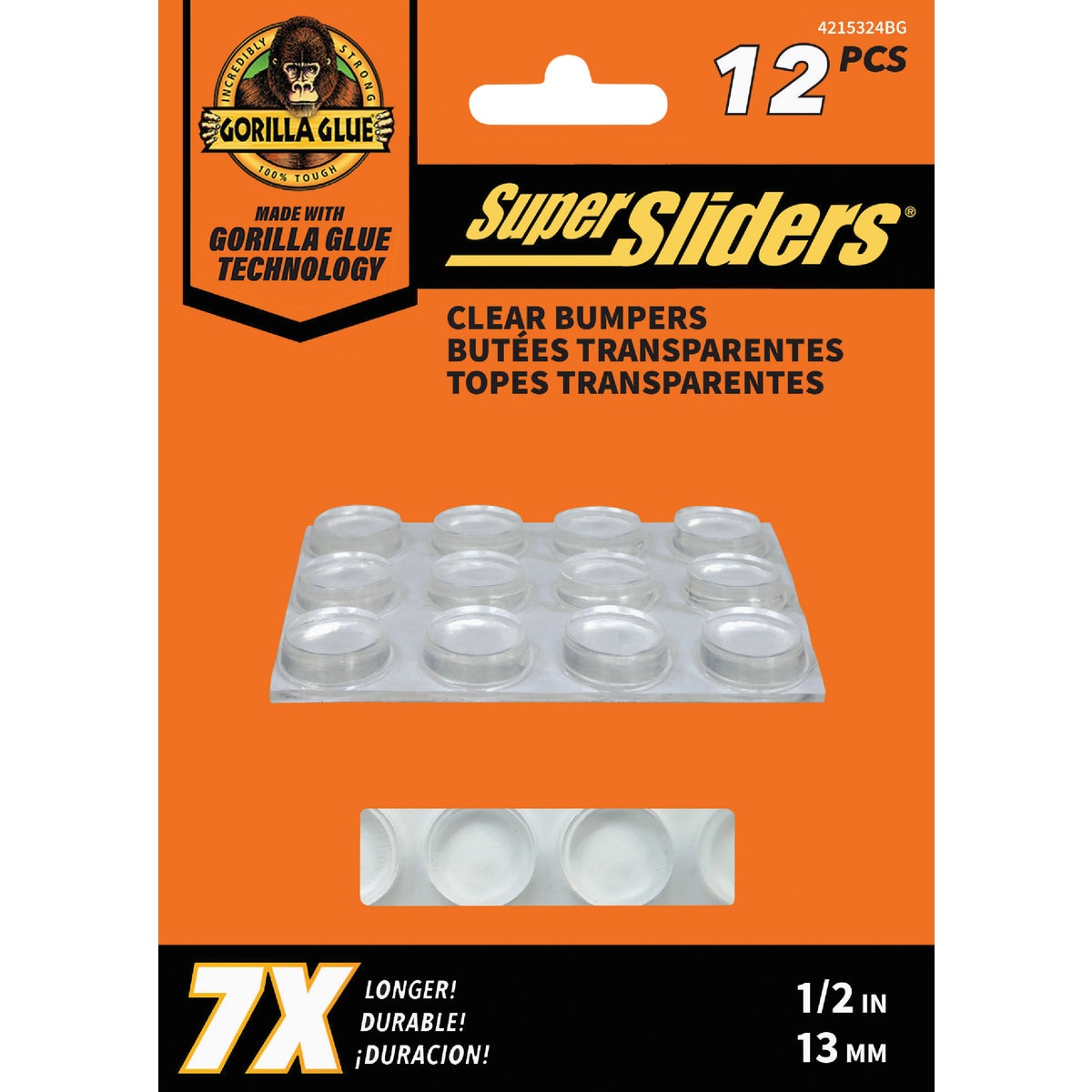 Super Sliders Gorilla Glue 1/2 In. Round Clear Furniture Wall Bumpers (12-Pack)