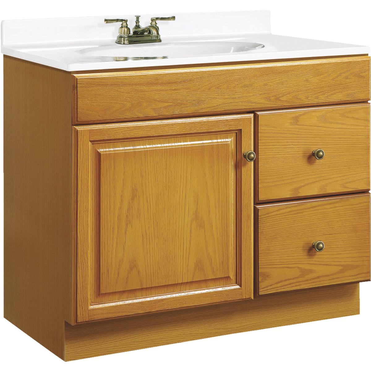 Design House Claremont Honey Oak 30 In. W x 31-1/2 In. H x 18 In. D Vanity Base, 1 Door/2 Drawer