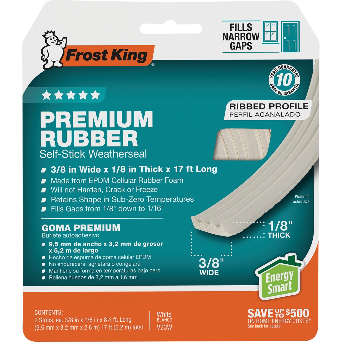 Frost King 3/8 In. x 17 Ft. White Narrow Weatherseal Tape