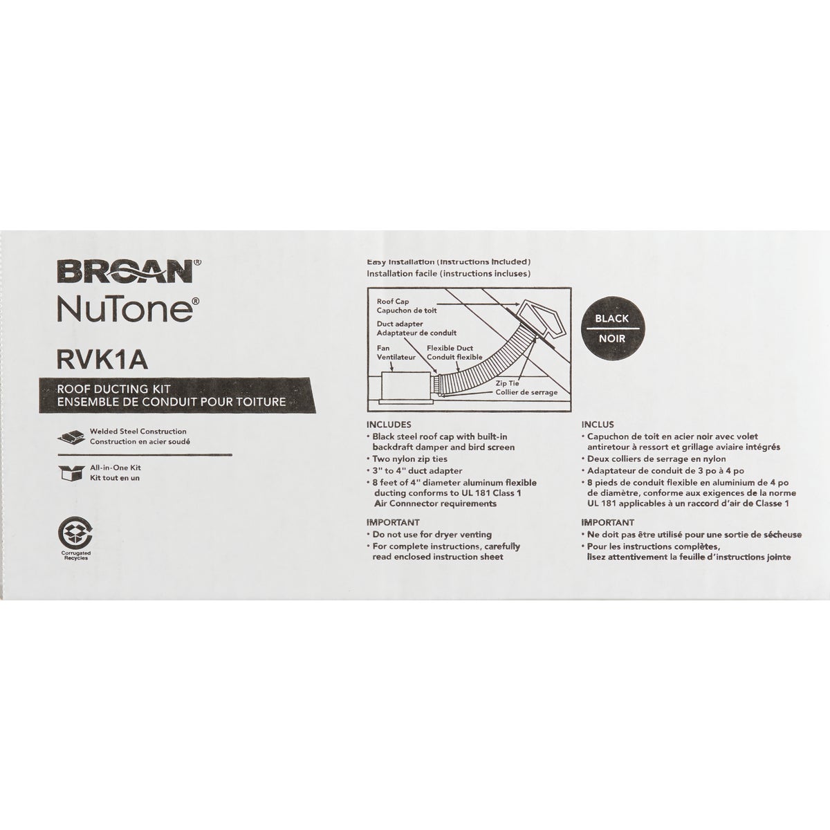 Broan-Nutone 3 In./4 In. Exhaust Fan Roof Vent Kit (7-Piece) Image 3