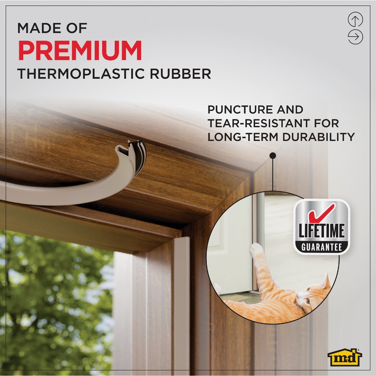 M-D Building Products 84 In. Premium Rubber PLATINUM Top and Sides Door Seal for Doors with Kerf/Channel, Beige Image 3