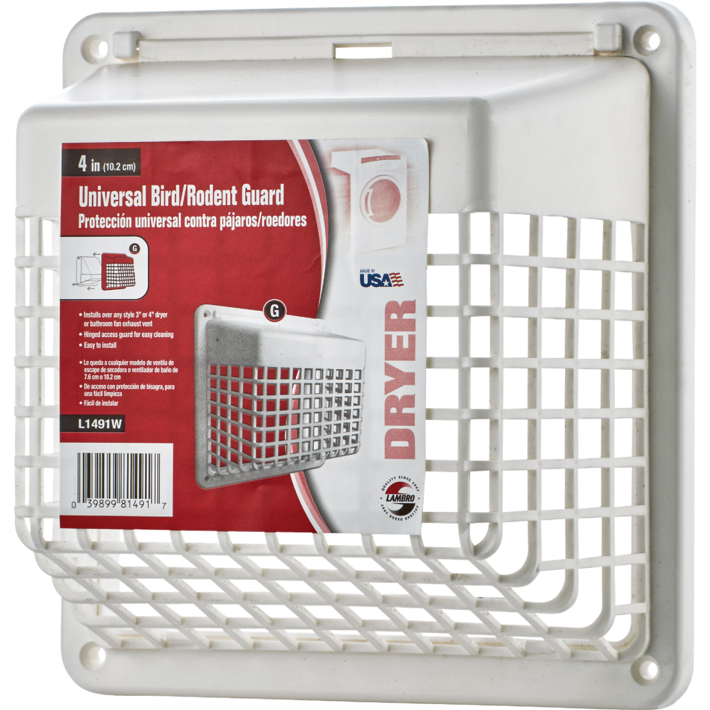 Lambro 4 In. White Plastic Universal Hinged Vent Guard Image 1