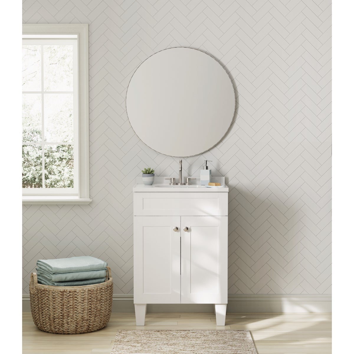 Zenna Home White 24 In. W x 35 In. H x 18 In. D Shaker Vanity with White Cultured Marble Top Image 4