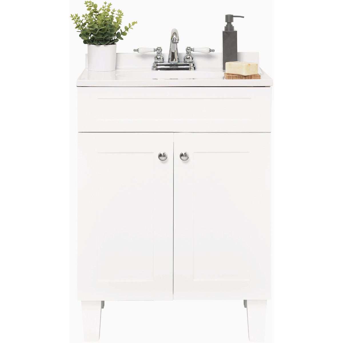 Zenna Home White 24 In. W x 35 In. H x 18 In. D Shaker Vanity with White Cultured Marble Top Image 2