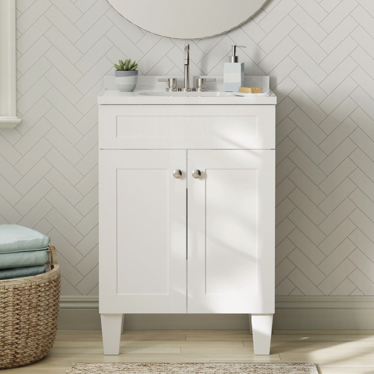 Zenna Home White 24 In. W x 35 In. H x 18 In. D Shaker Vanity with White Cultured Marble Top Image 3