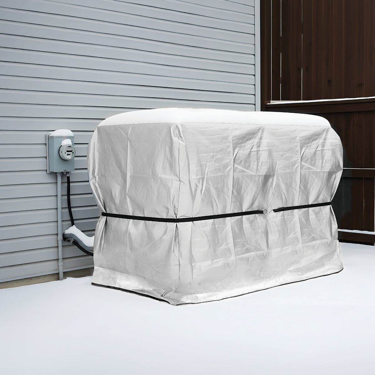 Frost King 48 In. x 34 In. x 36 In. Grey Polyethylene 9 mil Rectangular Central Air Conditioner Cover Image 2