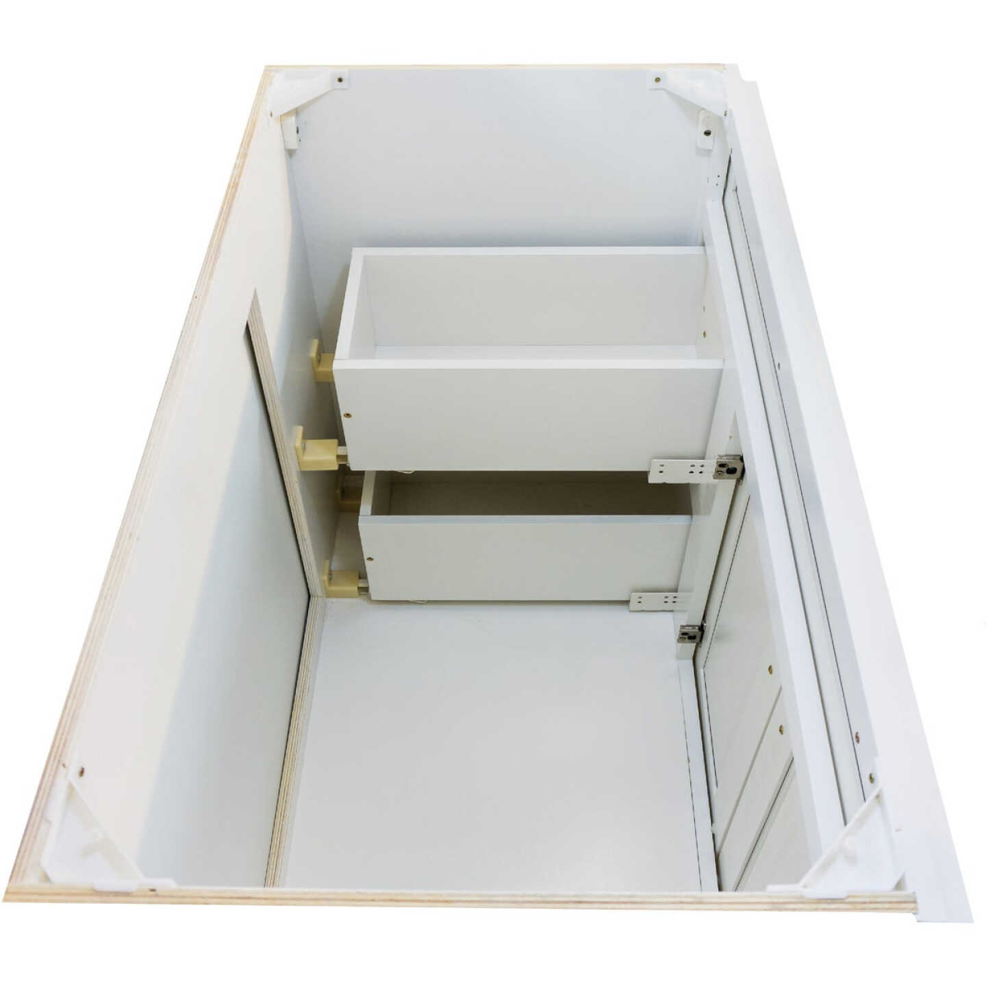 CraftMark Shaker Retreat White 36 In. W x 34 In. H x 21 In. D Vanity Base without Top, 2 Door/2 Drawer Image 9