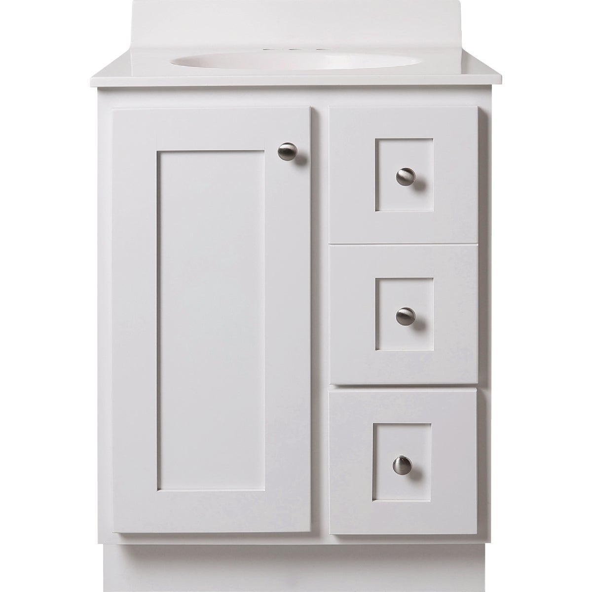 Bertch Storage Solutions 24 In. W x 34-1/2 In. H x 21 In. Deep White Vanity Base without Top, 2 Door/1 Drawer
