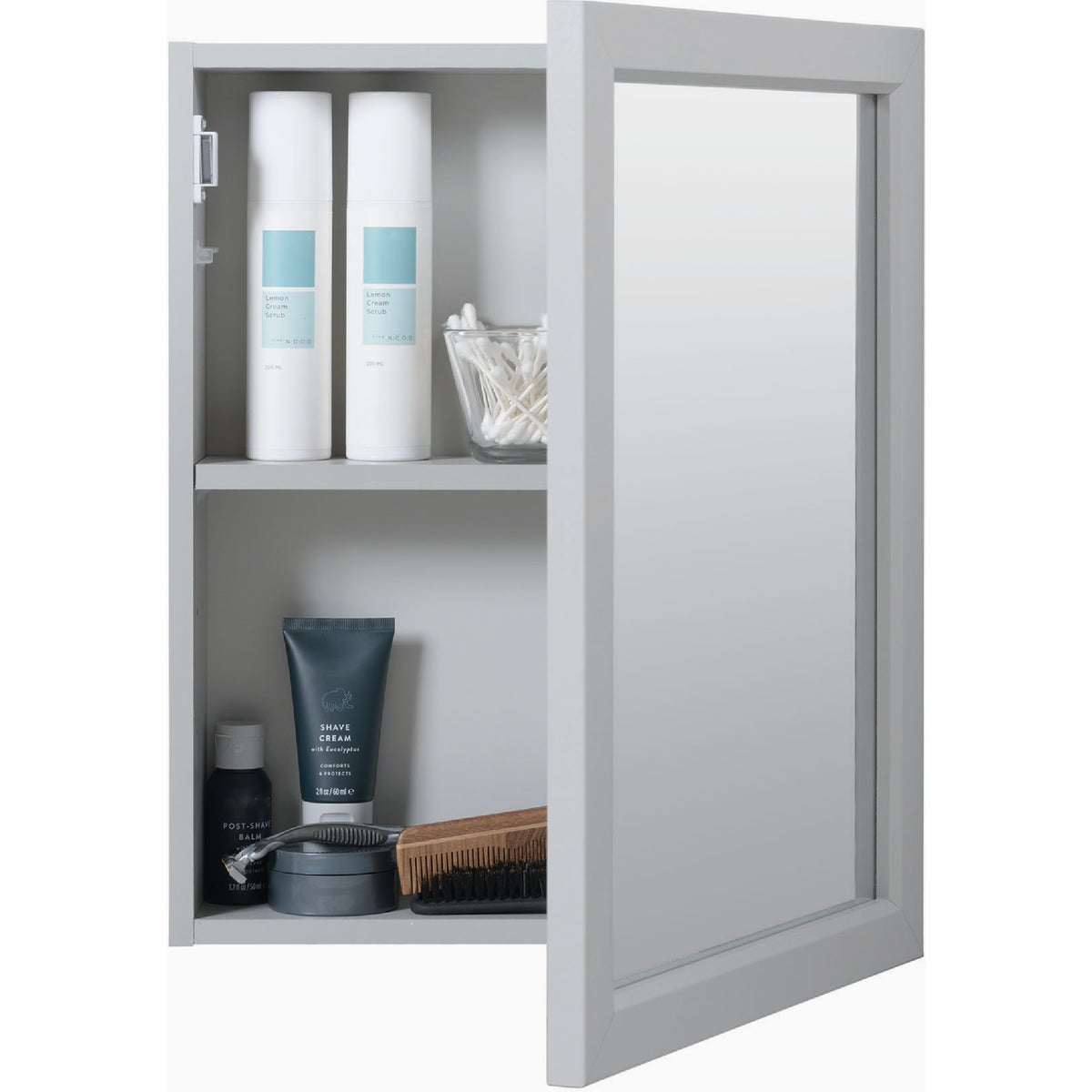Zenna Home Gray 15 In. W x 19.4 In. H x 4.4 In. D Single Mirror Surface Mount Framed Medicine Cabinet Image 4