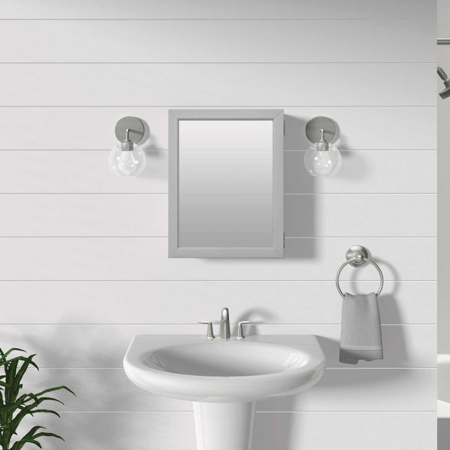 Zenna Home Gray 15 In. W x 19.4 In. H x 4.4 In. D Single Mirror Surface Mount Framed Medicine Cabinet Image 3