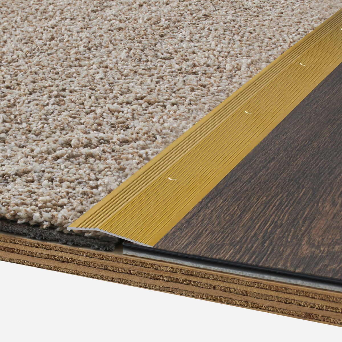 M-D Building Products 2 In. x 36 In. Satin Brass Aluminum Carpet Trim with Screw Nails Image 2
