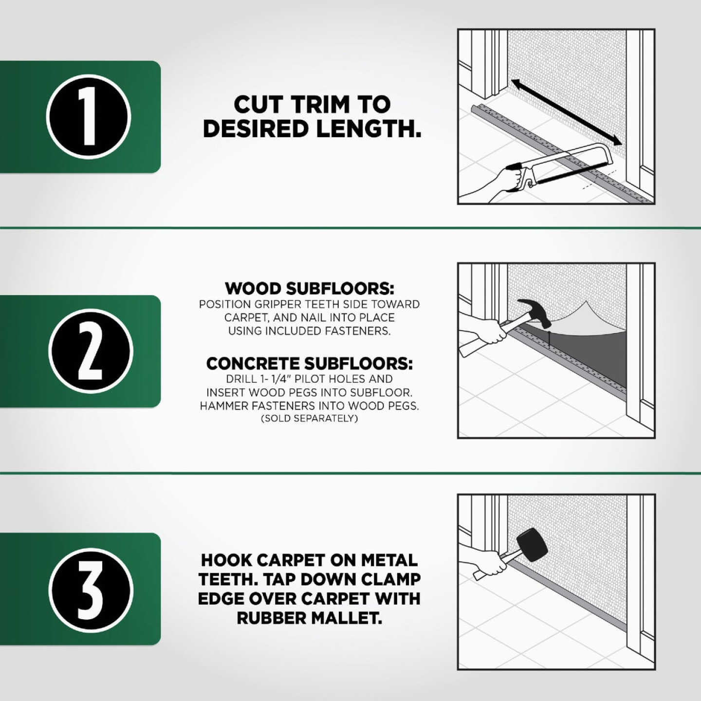 M-D Building Products Satin Brass 1-3/8 In. x 6 Ft. Aluminum Carpet Gripper Image 6