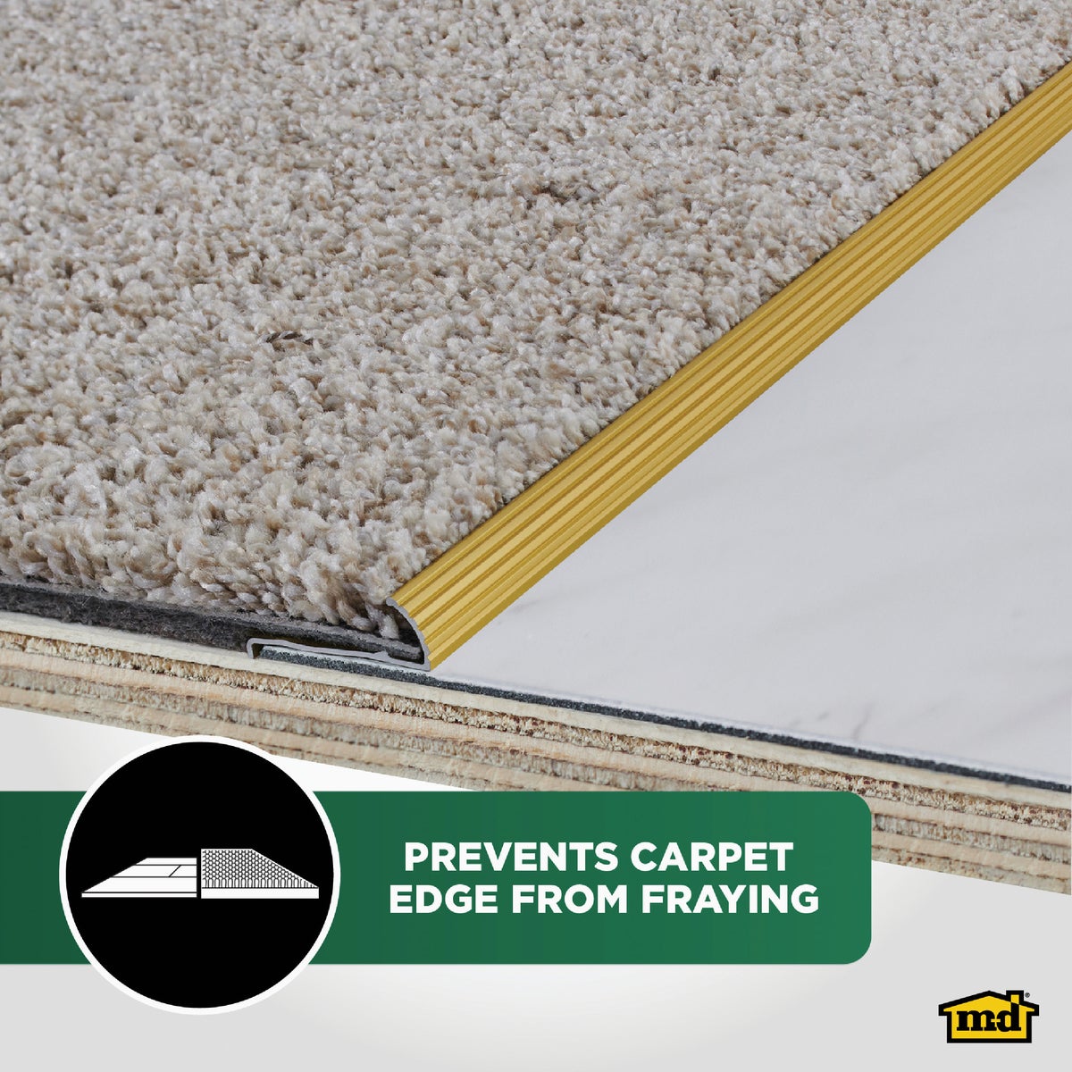 M-D Building Products Satin Brass 1-3/8 In. x 3 Ft. Aluminum Carpet Gripper Image 3