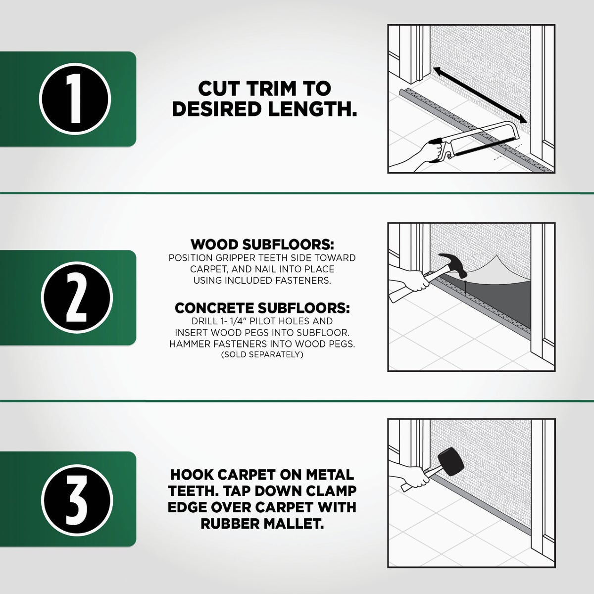 M-D Building Products Satin Brass 1-3/8 In. x 3 Ft. Aluminum Carpet Gripper Image 6