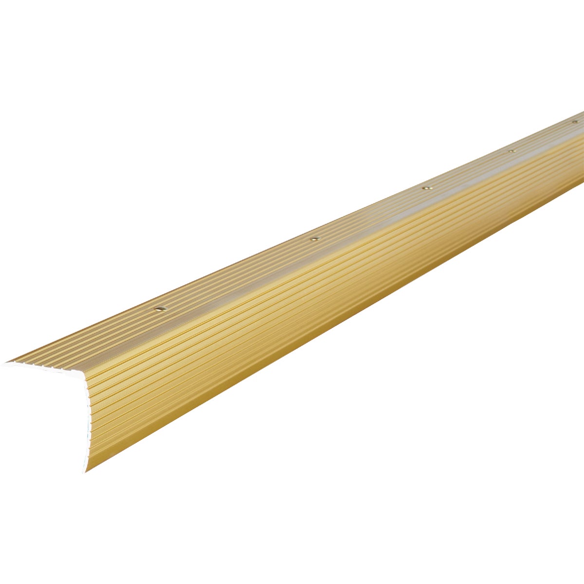 M-D Building Products 1-1/8 In. X 1-1/8 In. X 72 In. Satin Brass Aluminum Stair Edging with Screw Nails
