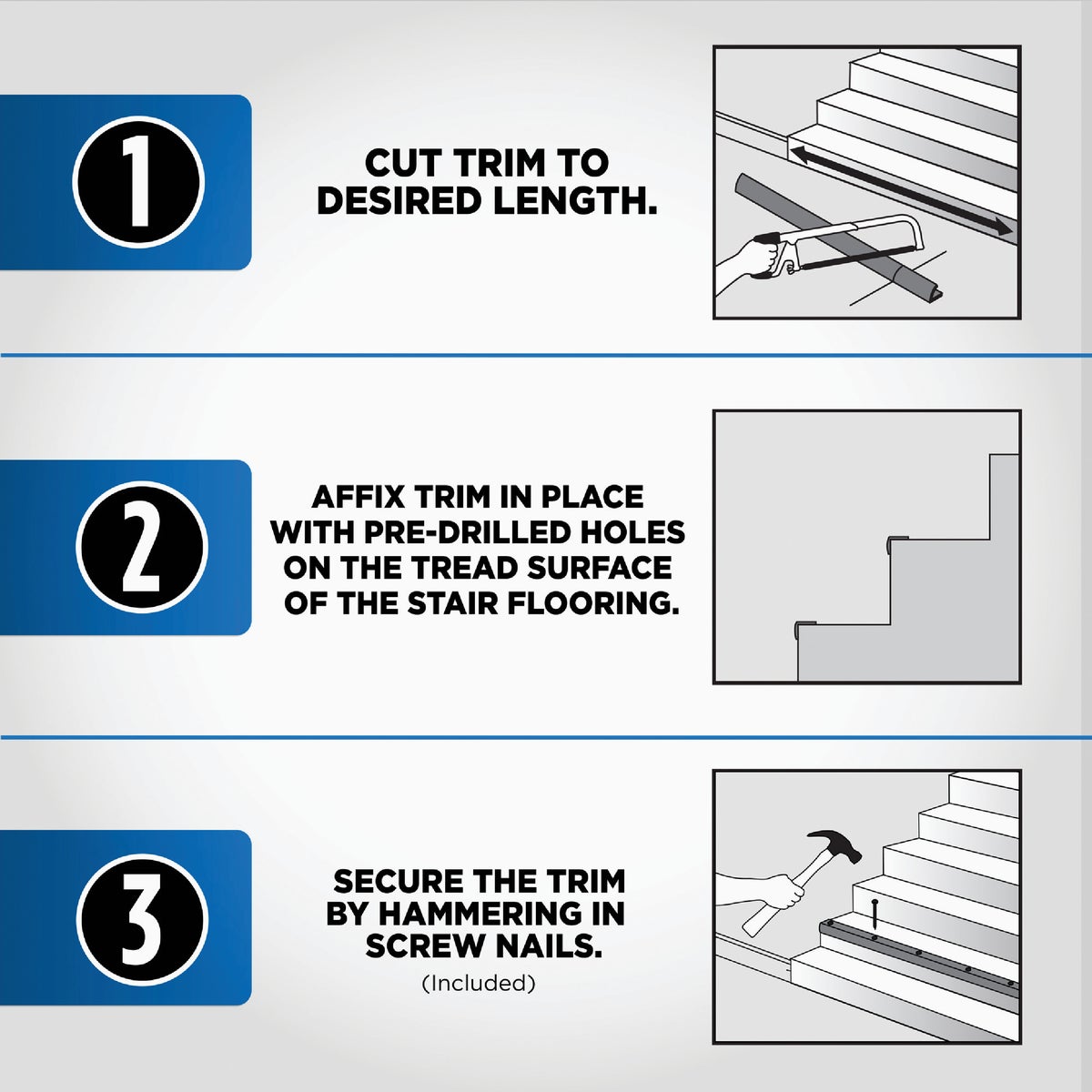 M-D Building Products 1-1/8 In. X 1-1/8 In. X 36 In. Silver Aluminum Stair Edging with Screw Nails Image 6