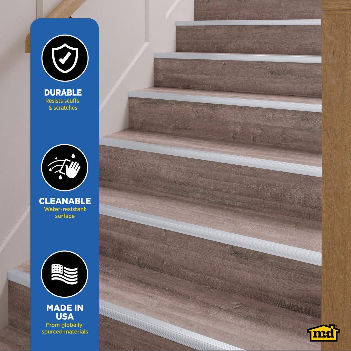 M-D Building Products 1-1/8 In. X 1-1/8 In. X 36 In. Silver Aluminum Stair Edging with Screw Nails Image 5