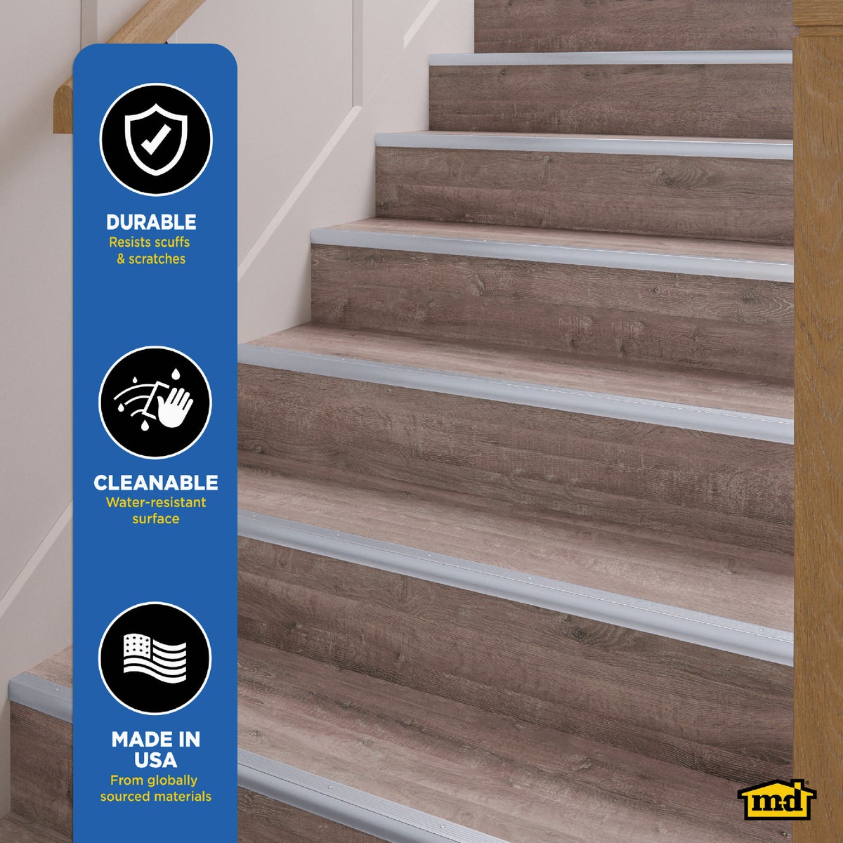 M-D Building Products 1-1/8 In. X 1-1/8 In. X 36 In. Polished Aluminum Stair Edging with Screw Nails Image 5