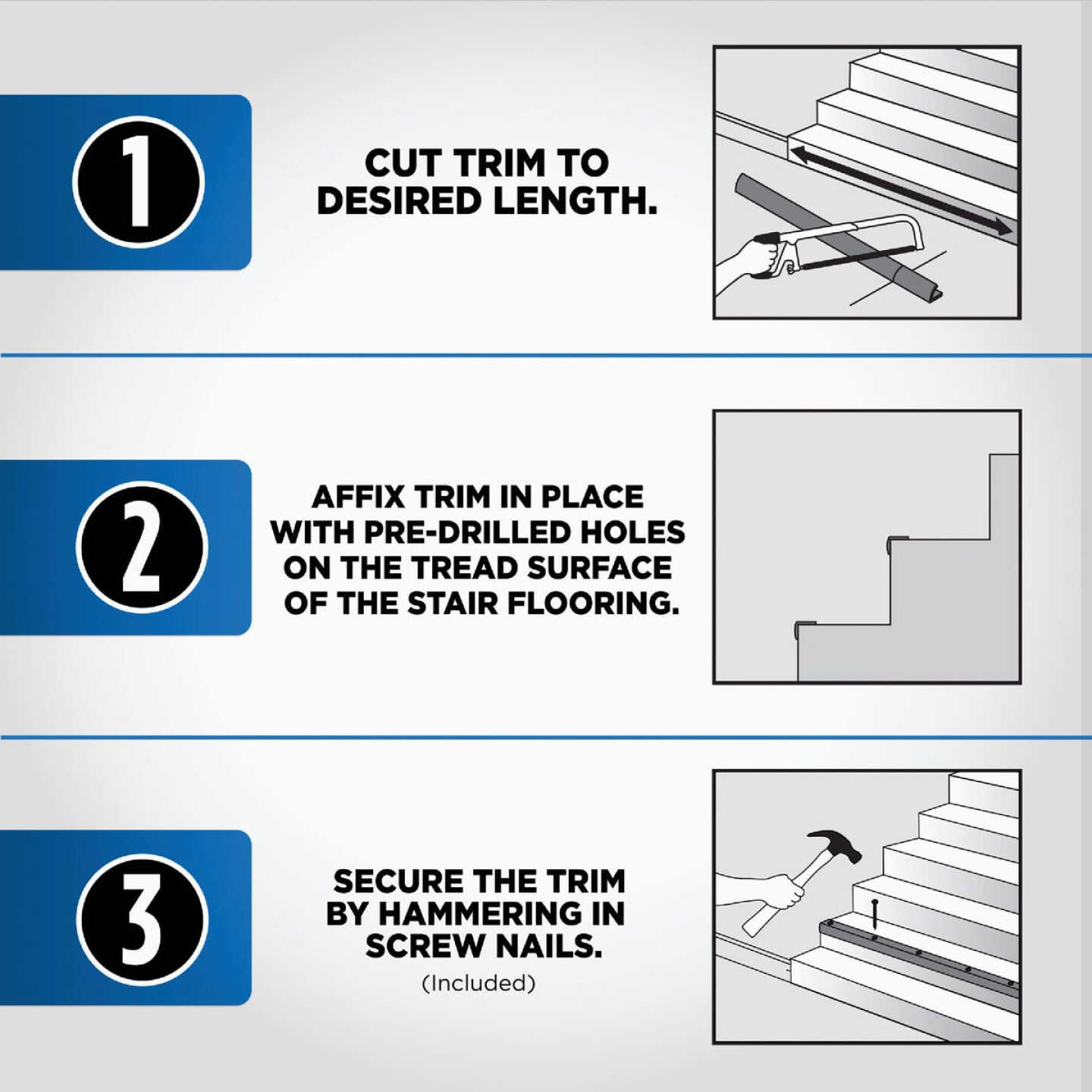 M-D Building Products 1-1/8 In. X 1-1/8 In. X 36 In. Satin Brass Aluminum Stair Edging with Screw Nails Image 5