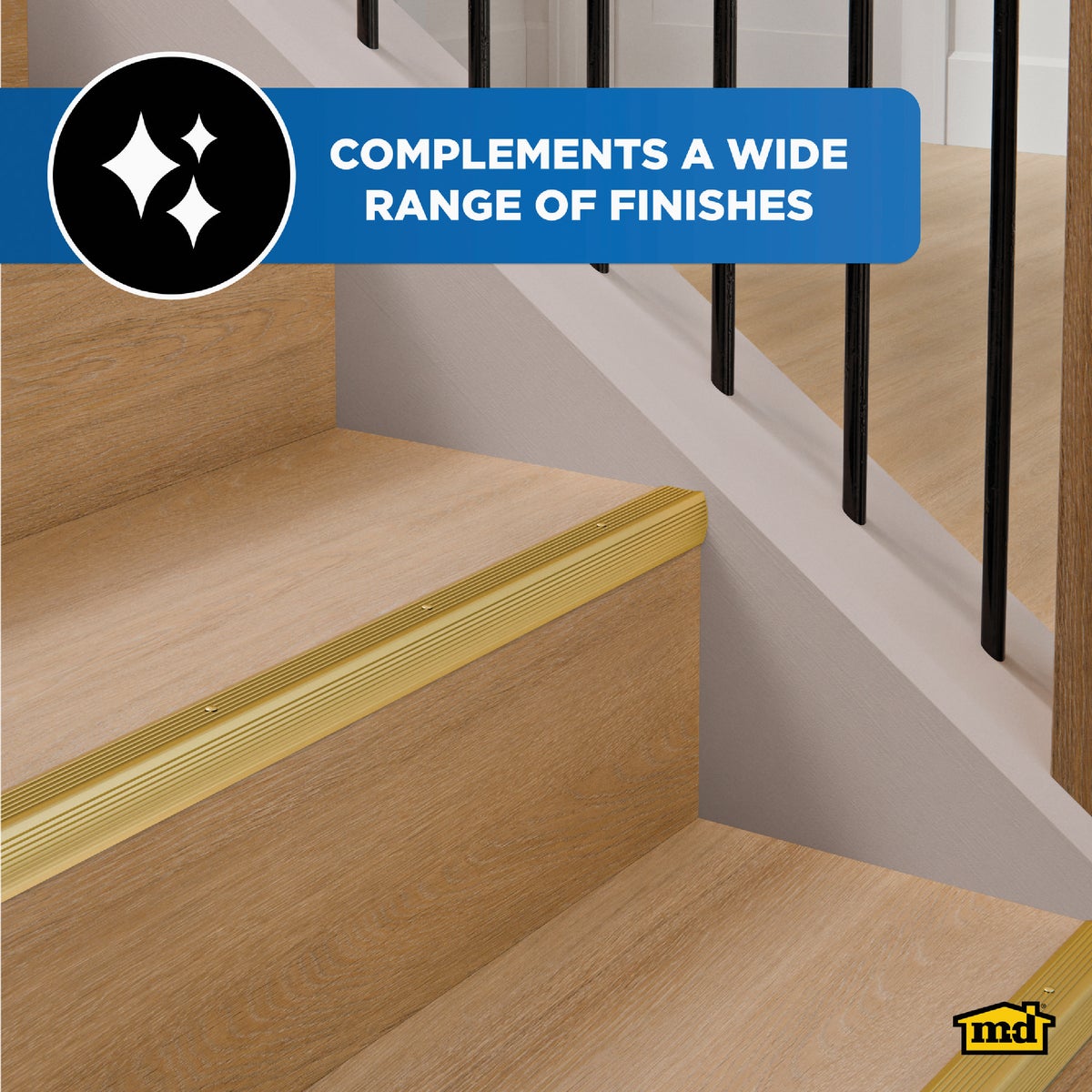 M-D Building Products 1-1/8 In. X 1-1/8 In. X 36 In. Satin Brass Aluminum Stair Edging with Screw Nails Image 6