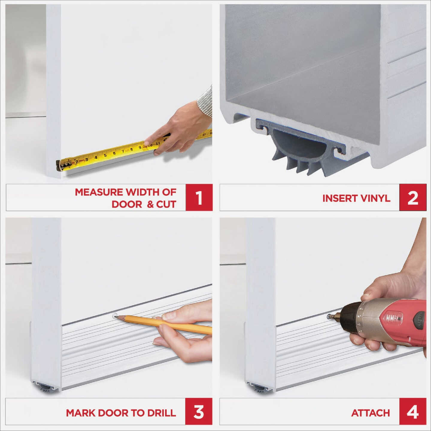 M-D Building Products Ultra 1.75 In. W. x 3.5 In. H. x 36 In. L. Aluminum & Vinyl Silver color Door Bottom Image 3