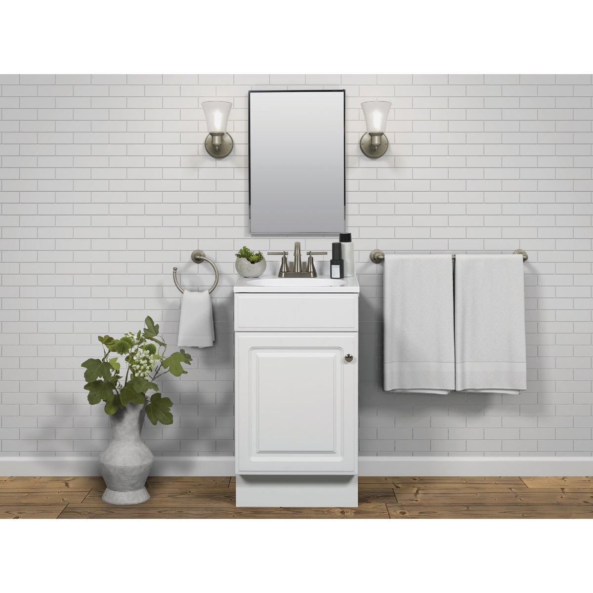 Zenith Zenna Home White 18 In. W x 35 In. H x 16 In. D Vanity with White Cultured Marble Top Image 3