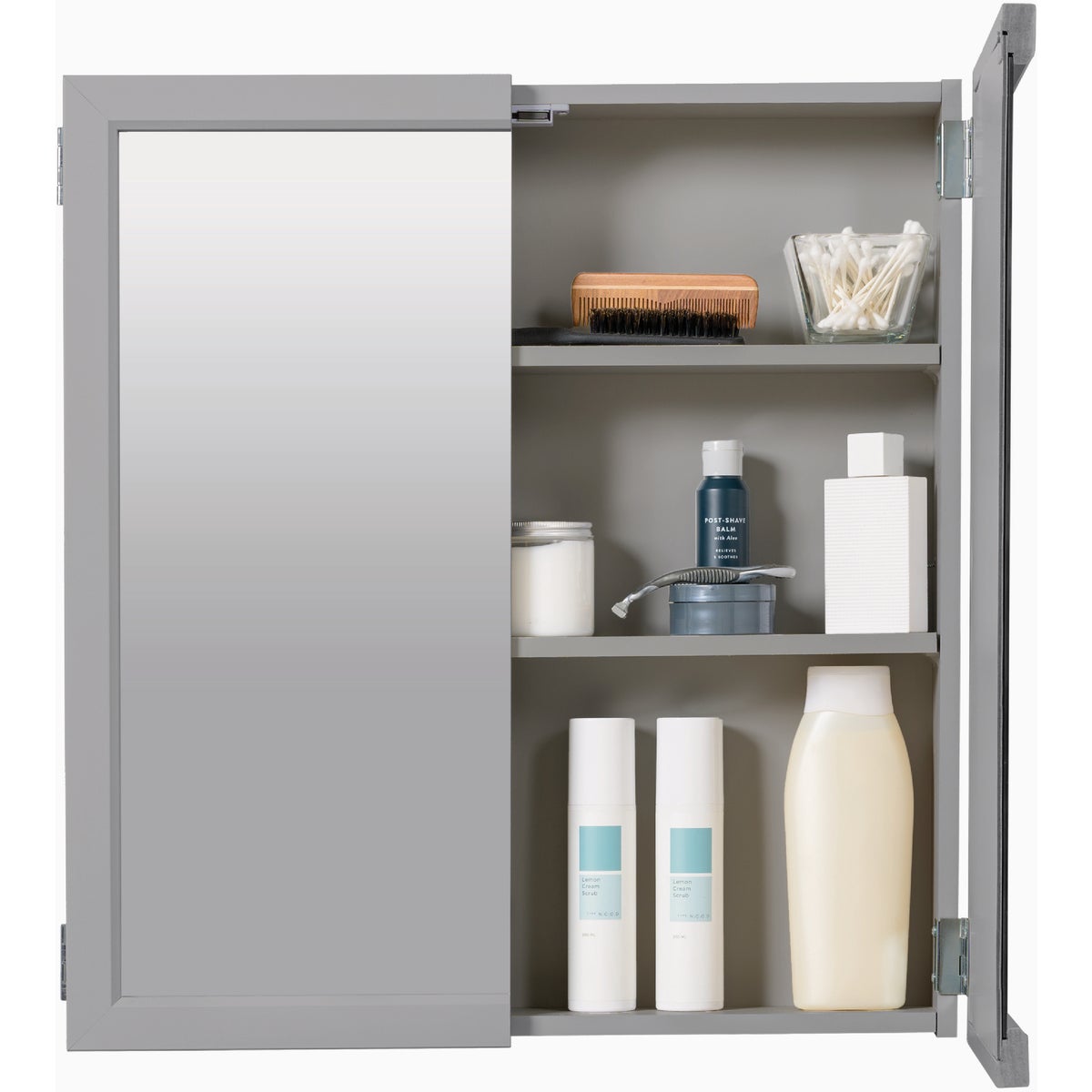 Zenna Home Gray 24 In. W x 26 In. H x 4.5 In. D Bi-View Surface Mount Framed Medicine Cabinet Image 4