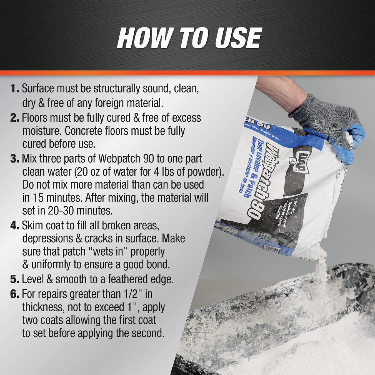 DAP Webpatch 90 Floor Leveler and Patch, Off White, 25 Lbs. Image 3