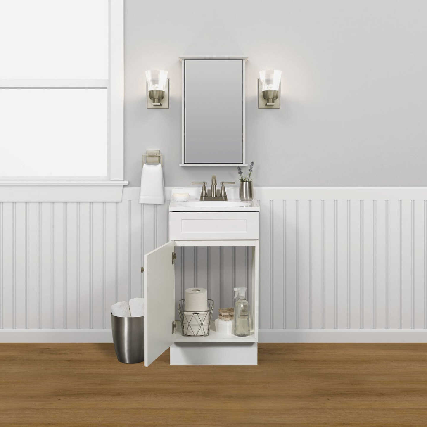 Zenith Zenna Home White 18 In. W x 35 In. H x 16 In. D Shaker Vanity with White Cultured Marble Top Image 2