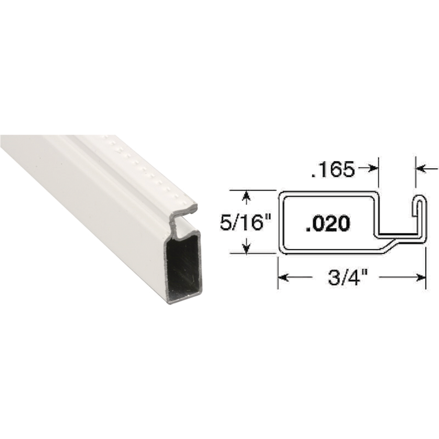 Prime-Line Make-2-Fit 3/4 x 5/16 x 72 White Aluminum Screen Frame Image 1