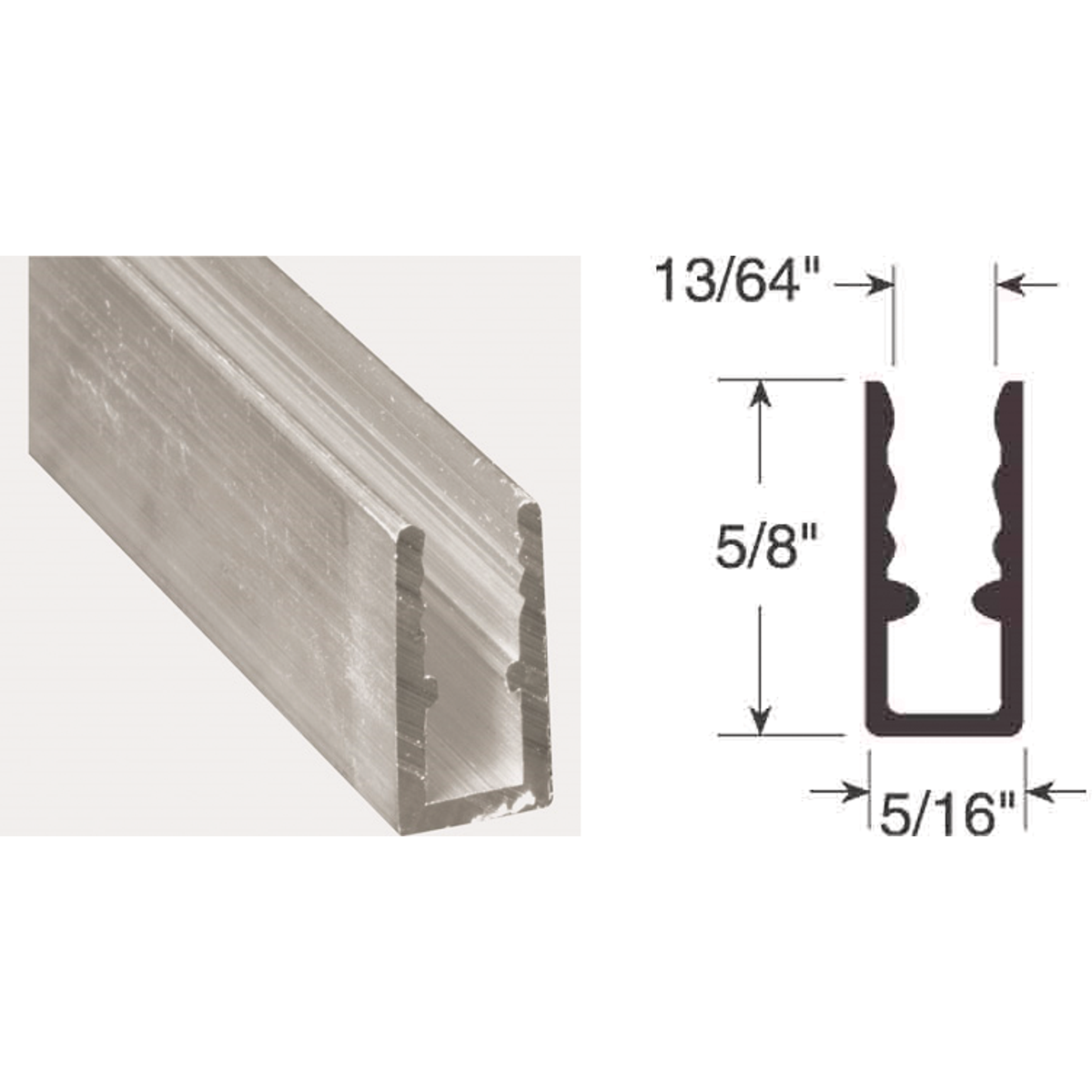 Prime-Line 5/16 In. x 5/8 In. x 94 In. Mill Extruded Window Frame Image 1
