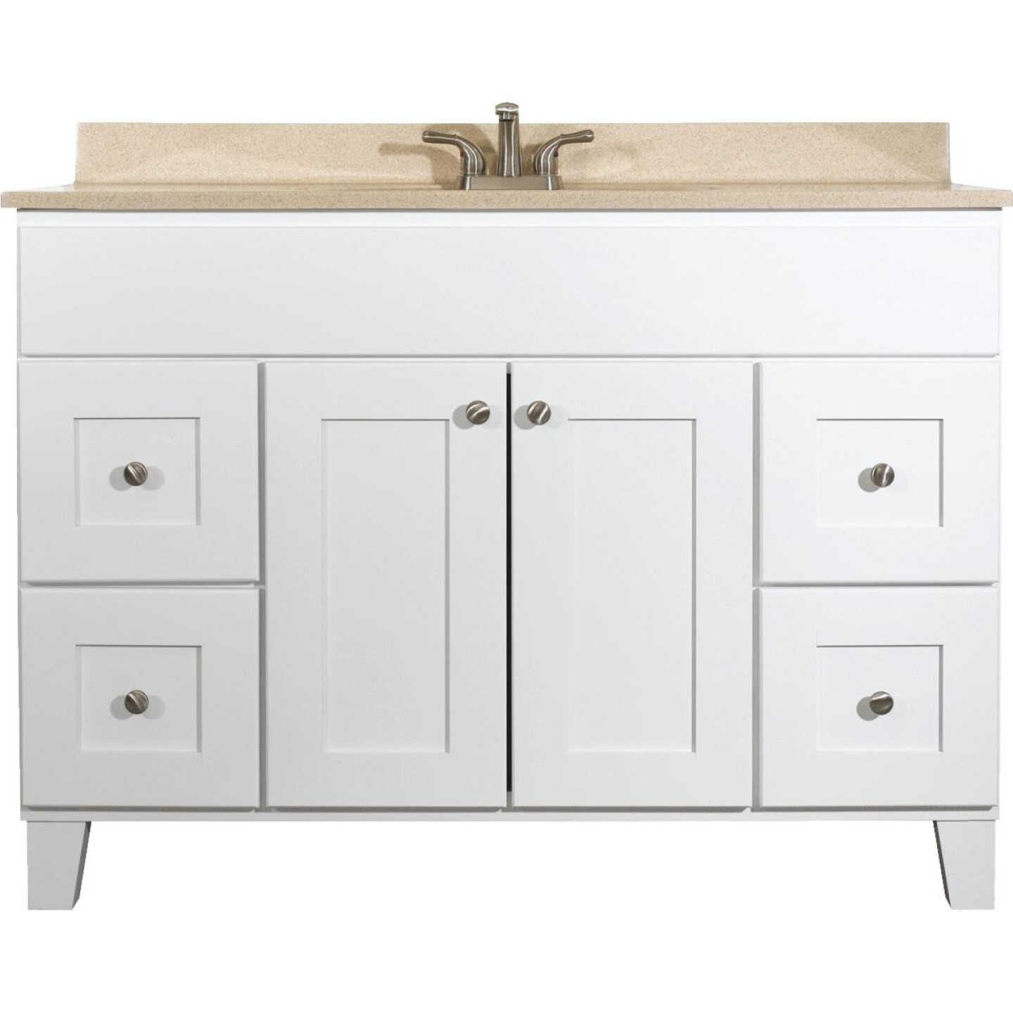Bertch Osage White 48 In. W x 34-1/2 In. H x 21 In. D Vanity Base, 2 Door/4 Drawer Image 1