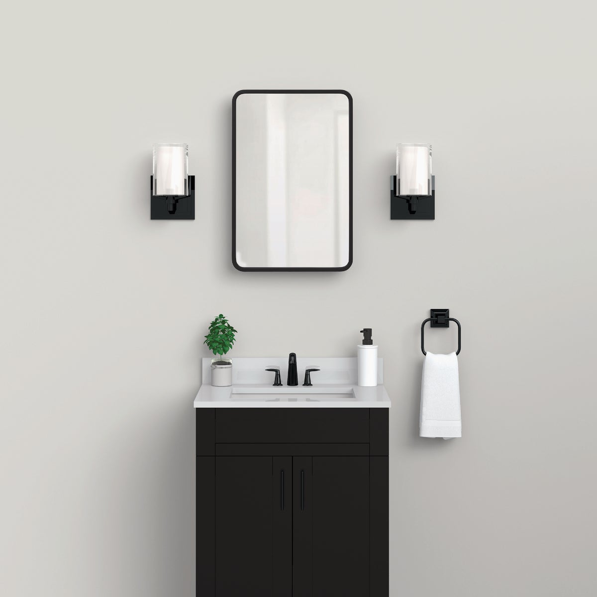 Zenna Home Designer Series Black 16 In. W x 24 In. H x 5 In. D Single Mirror Surface/Recess Mount Rectangle Medicine Cabinet Image 2