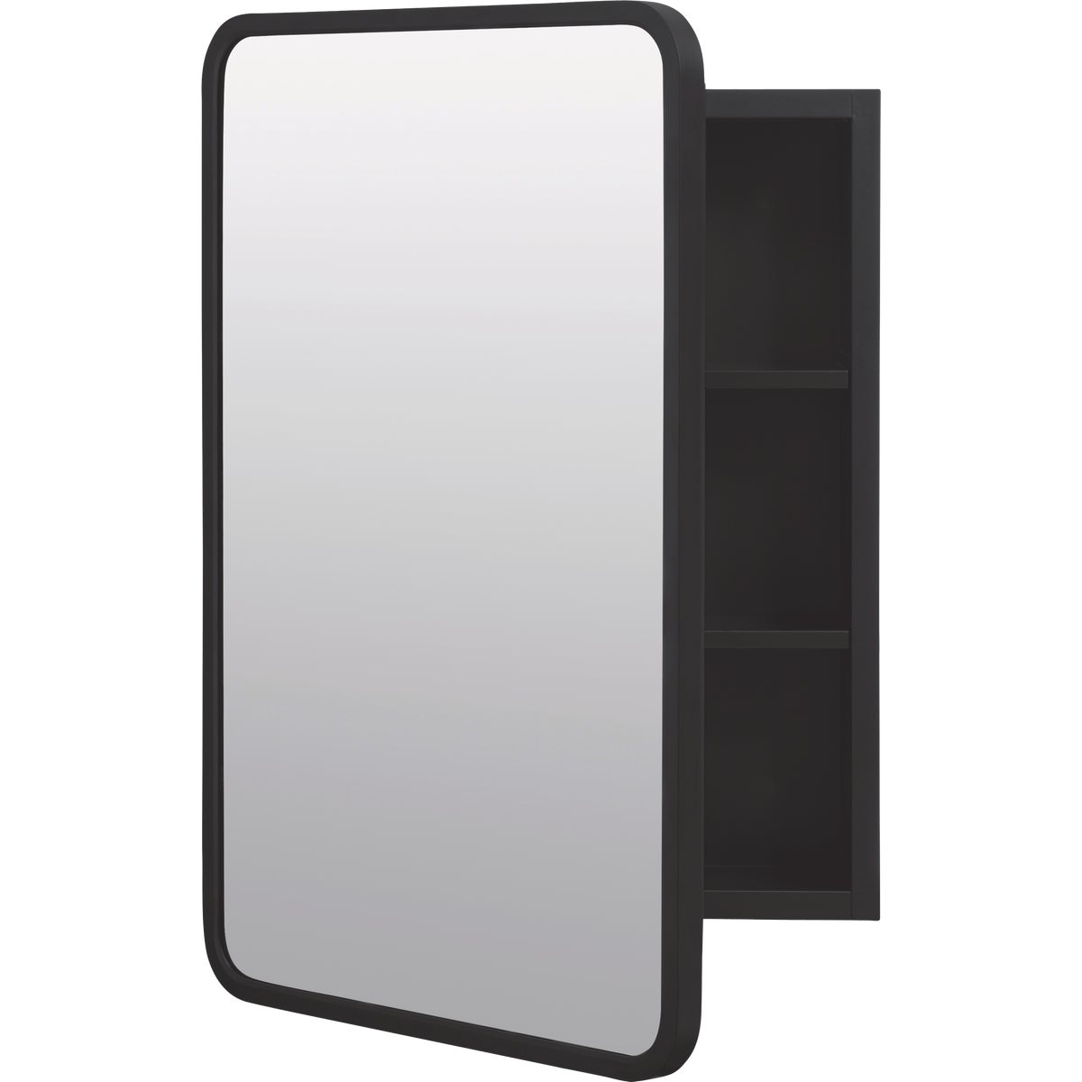 Zenna Home Designer Series Black 16 In. W x 24 In. H x 5 In. D Single Mirror Surface/Recess Mount Rectangle Medicine Cabinet Image 4