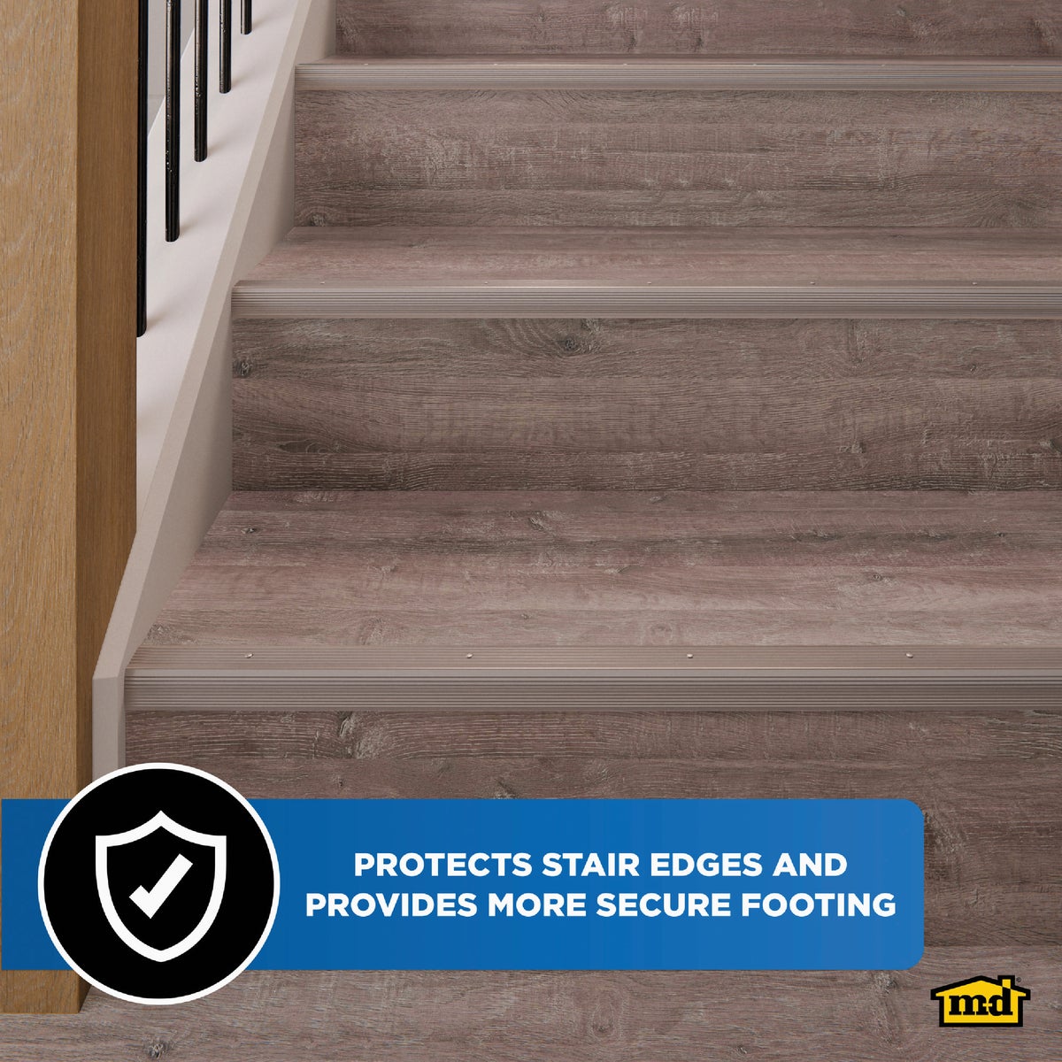 M-D Building Products 1-1/8 In. X 1-1/8 In. X 36 In. Pewter Aluminum Stair Edging with Screw Nails Image 3