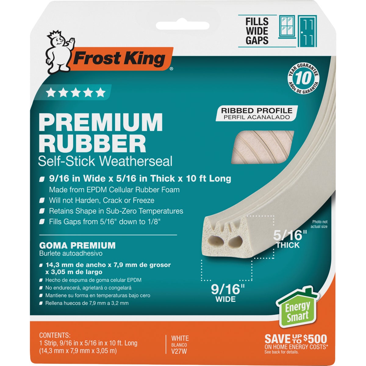 Frost King 9/16 In. x 10 Ft. White Wide Weatherseal Tape
