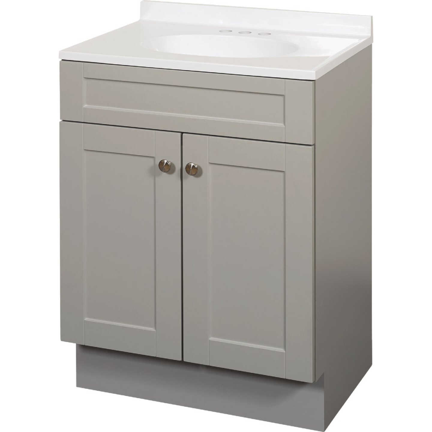 Zenith Zenna Home Cool Gray 24 In. W x 35 In. H x 18 In. D Shaker Vanity with White Cultured Marble Top Image 1