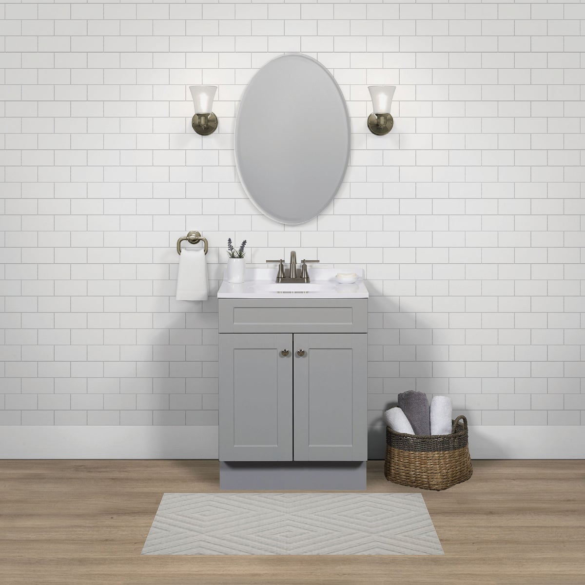 Zenith Zenna Home Cool Gray 24 In. W x 35 In. H x 18 In. D Shaker Vanity with White Cultured Marble Top Image 4