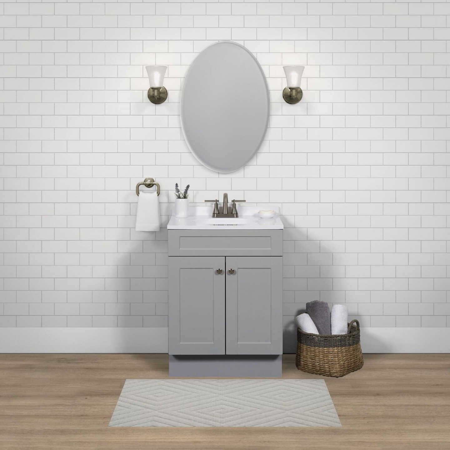 Zenith Zenna Home Cool Gray 24 In. W x 35 In. H x 18 In. D Shaker Vanity with White Cultured Marble Top Image 4