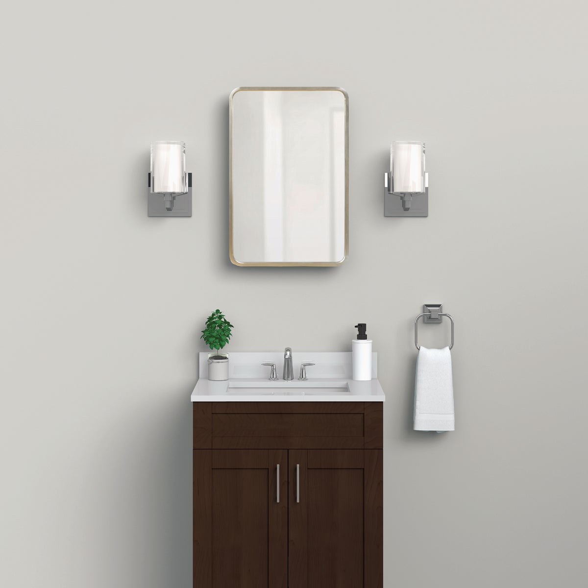 Zenna Home Designer Series Brushed Nickel 16 In. W x 24 In. H x 5 In. D Single Mirror Surface/Recess Mount Rectangle Medicine Cabinet Image 3